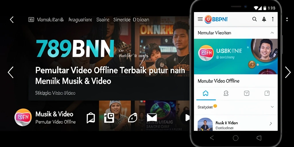 Antarmuka aplikasi 789BNI untuk pemutaran video offline.