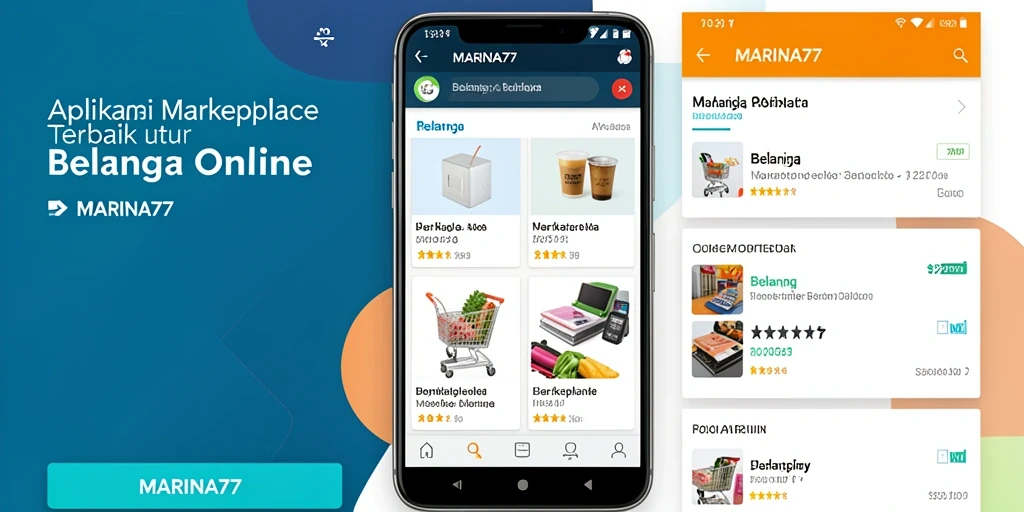 Tampilan antarmuka aplikasi MARINA77 yang memudahkan pengguna dalam berbelanja online.