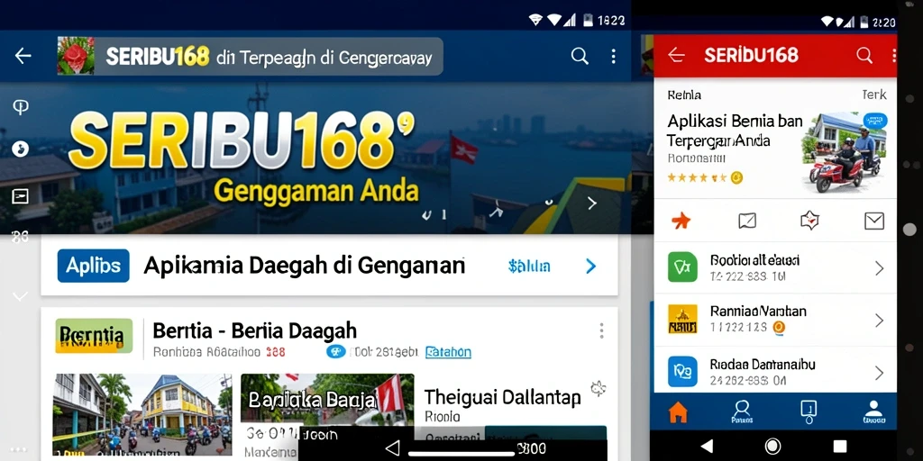 Tampilan antarmuka aplikasi <strong>SERIBU168</strong> yang menampilkan berita daerah terbaru.
