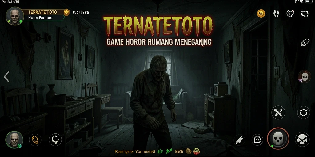 Screenshot antarmuka menyeramkan TERNATETOTO menampilkan suasana Horor Rumah.